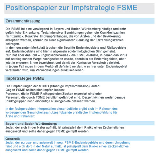 Positionspapier zur Impfstrategie FSME